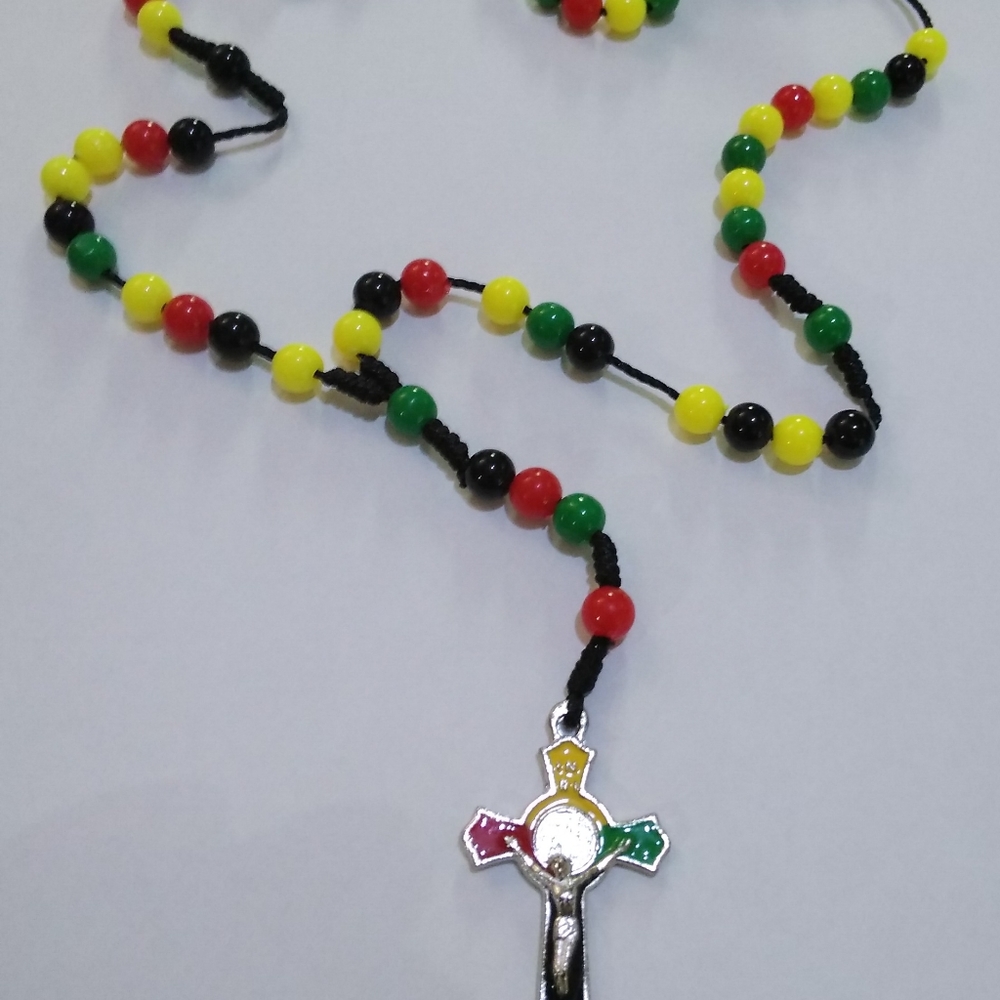 REGGAE RASTA ROSARY NECKLACE - Picture 2 of 5